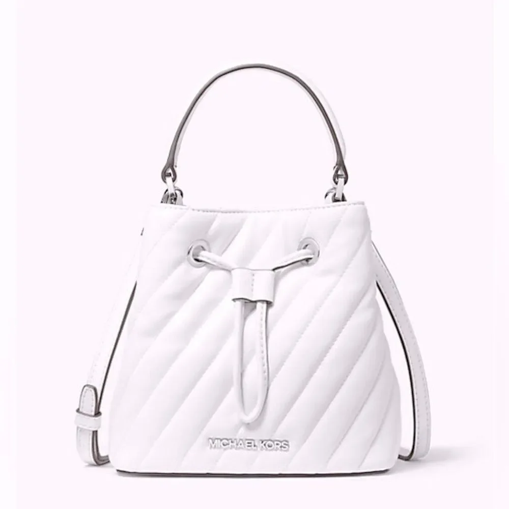 MICHAEL KORS Suri Small Quilted Vegan Leather Crossbody Bag in Optic White